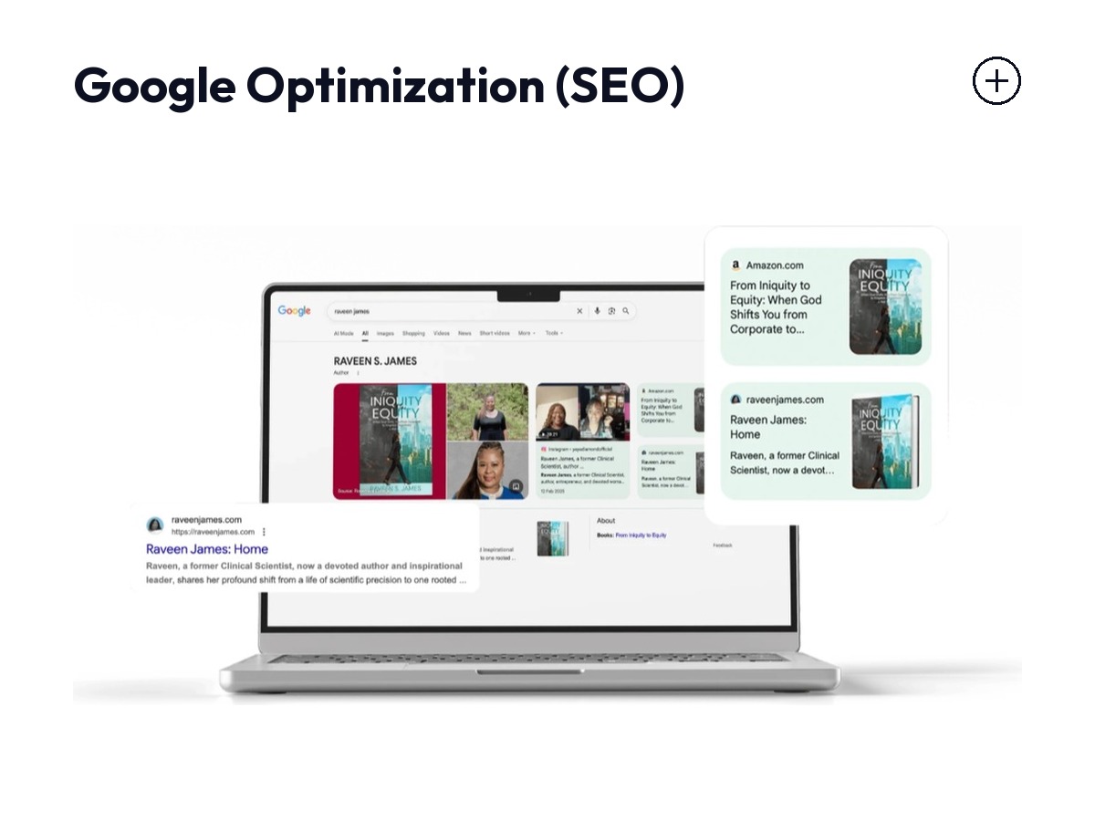Google search results and knowledge panel showing strong SEO presence